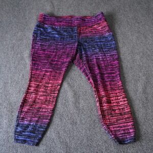 Danskin Ombre Stripe Active Leggings Capri Ruched Cropped Workout Athleisure 2X